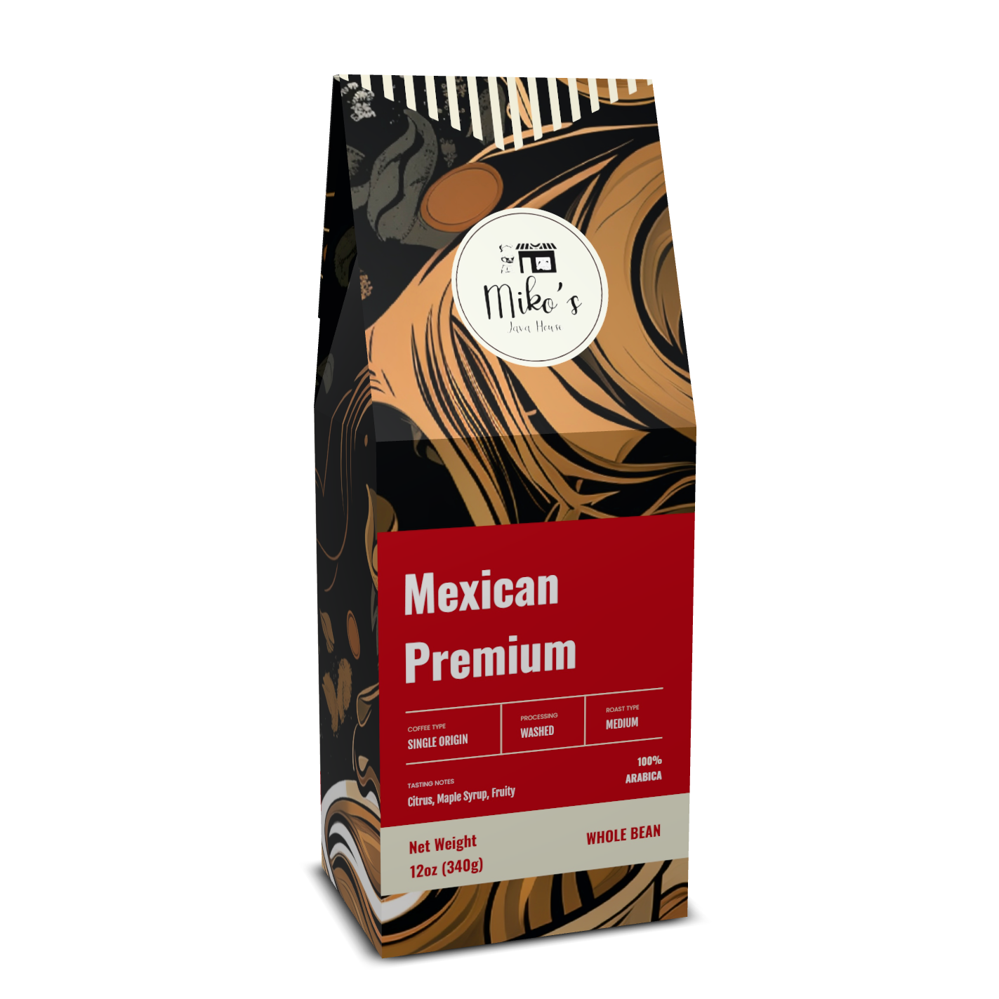 Mexican Premium Coffee, Medium Roast Whole Bean, 12oz Box