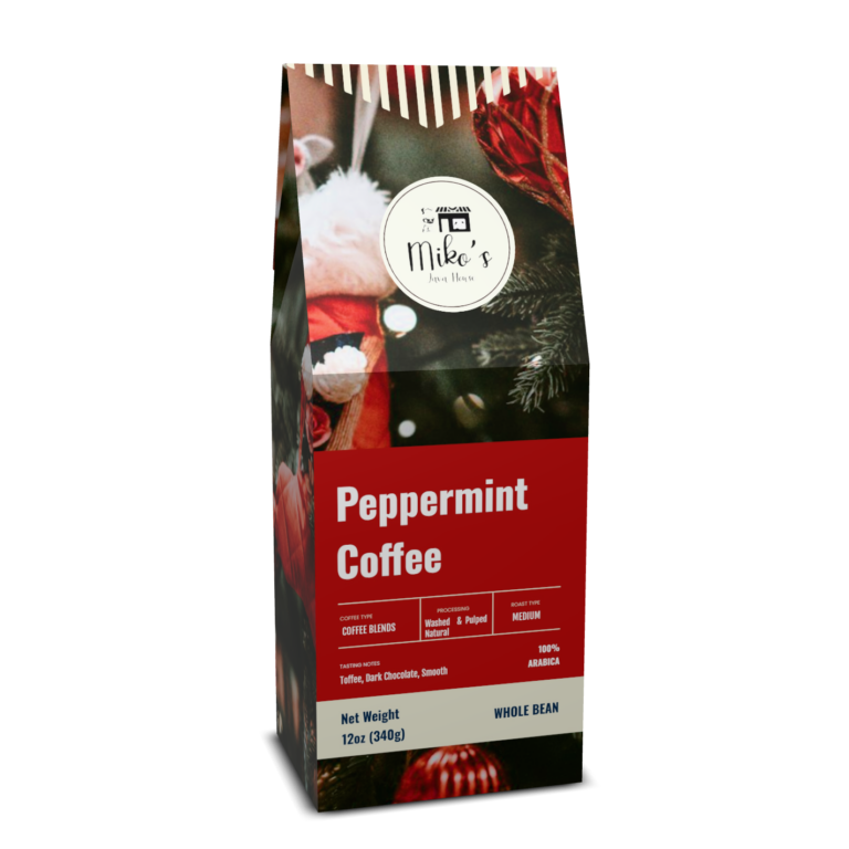 Peppermint Coffee,Medium Roast Whole Bean, 12oz Box