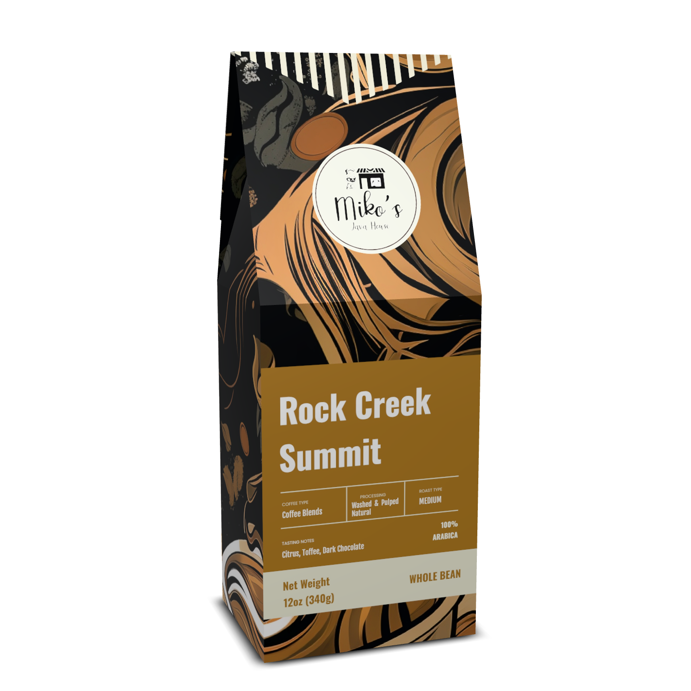 Rock Creek Summit Coffee, Medium Roast Whole Bean, 12oz Box