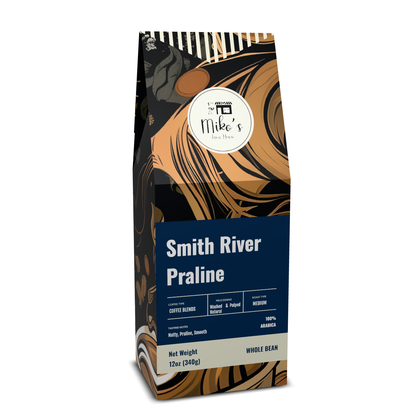 Smith River Praline Coffee, Medium Roast Whole Bean, 12oz Box